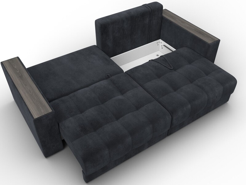 Диван прямой с декором Лига-049 НПБ, Велюр, TOWER 11 темно-серый