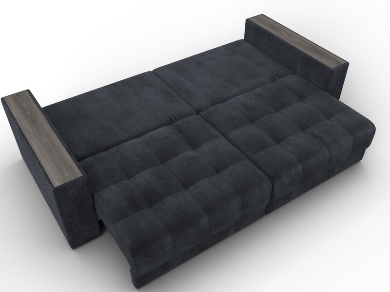 Диван прямой с декором Лига-049 НПБ, Велюр, TOWER 11 темно-серый