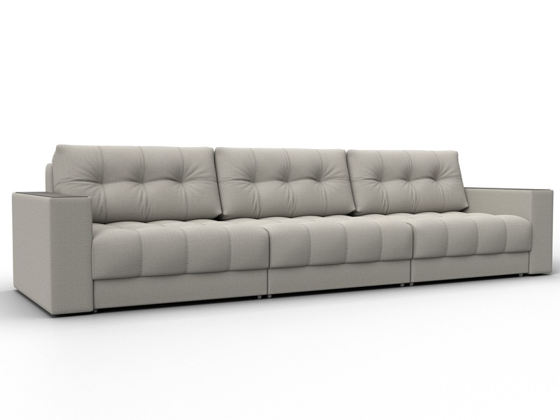 Диван прямой с декором Лига-049 НПБ Лонг, Рогожка, Амур 02 бежевый