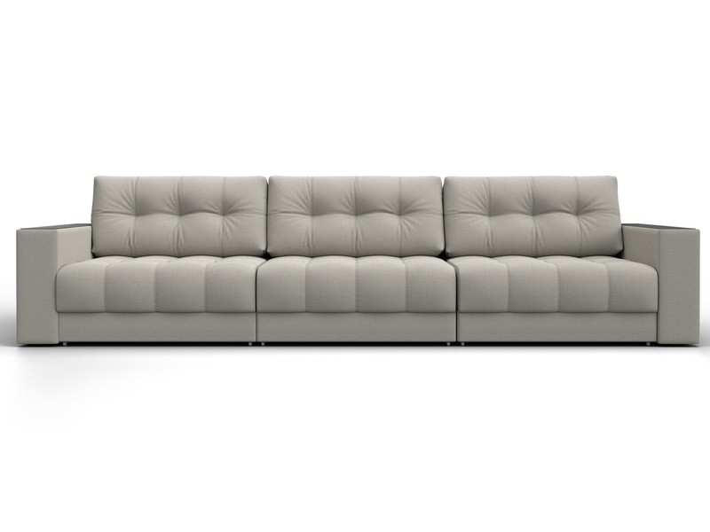 Диван прямой с декором Лига-049 НПБ Лонг, Рогожка, Амур 02 бежевый