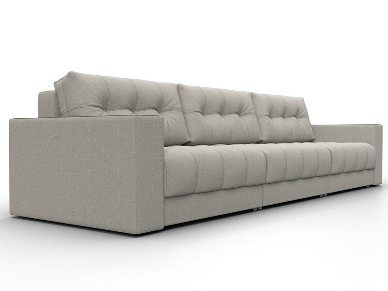 Диван прямой с декором Лига-049 НПБ Лонг, Рогожка, Амур 02 бежевый