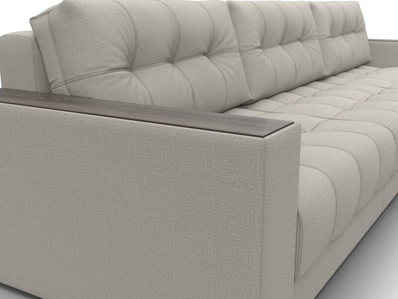 Диван прямой с декором Лига-049 НПБ Лонг, Рогожка, Амур 02 бежевый