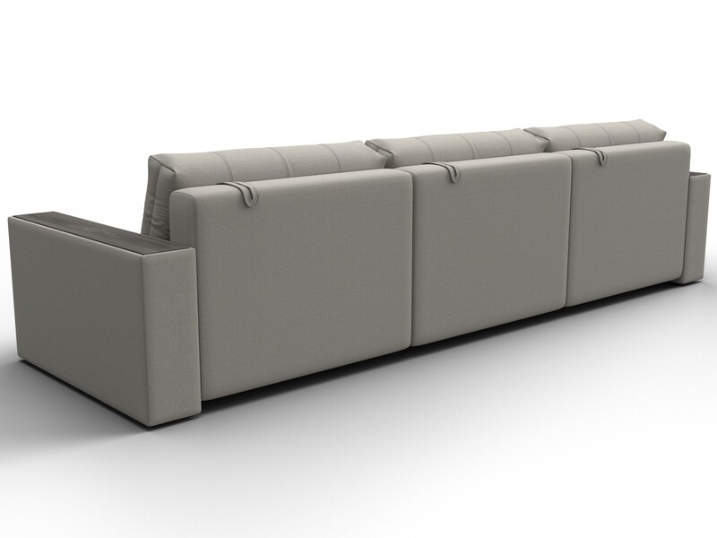 Диван прямой с декором Лига-049 НПБ Лонг, Рогожка, Амур 02 бежевый