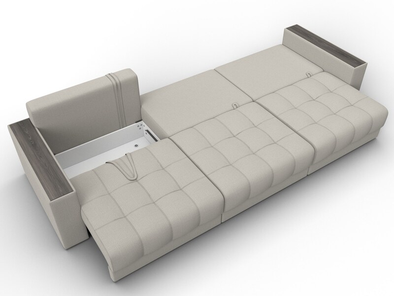 Диван прямой с декором Лига-049 НПБ Лонг, Рогожка, Амур 02 бежевый