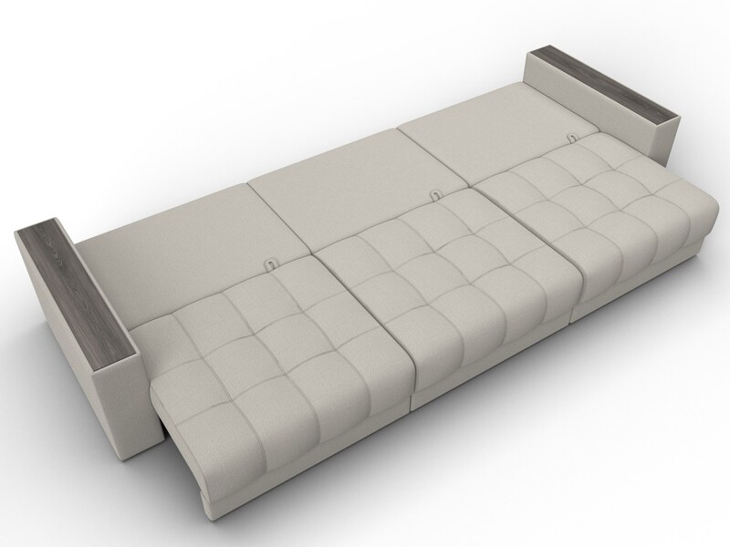 Диван прямой с декором Лига-049 НПБ Лонг, Рогожка, Амур 02 бежевый