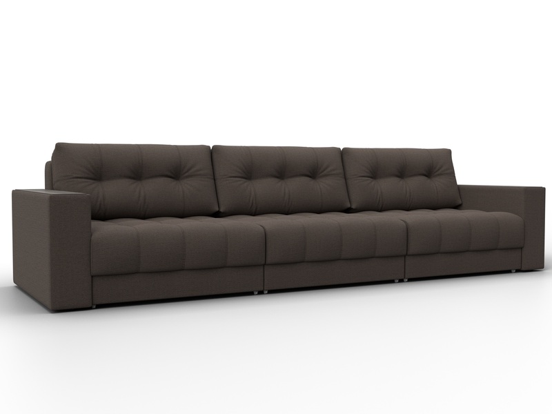 Диван прямой с декором Лига-049 НПБ Лонг, Рогожка, Амур 05 коричневый