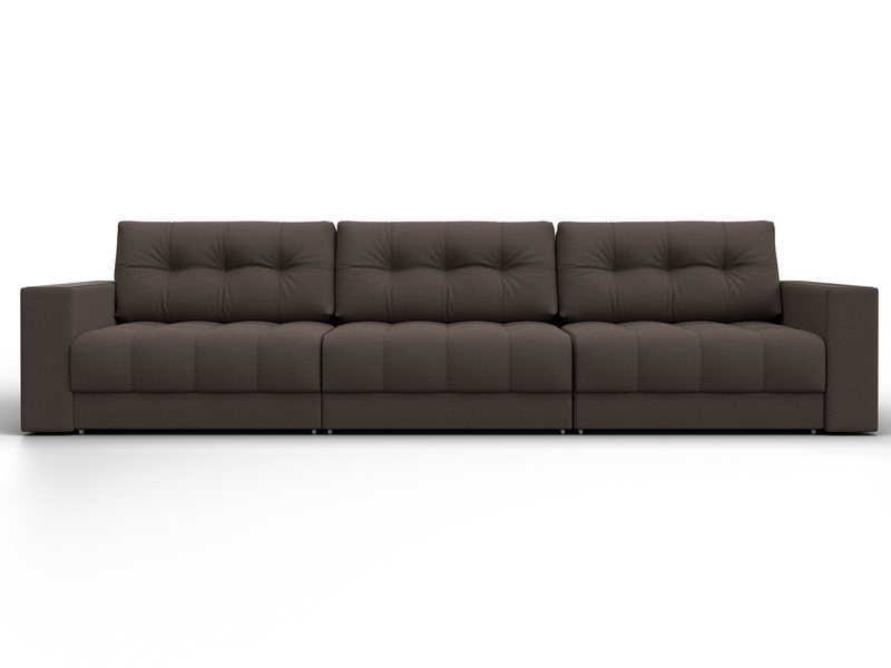 Диван прямой с декором Лига-049 НПБ Лонг, Рогожка, Амур 05 коричневый