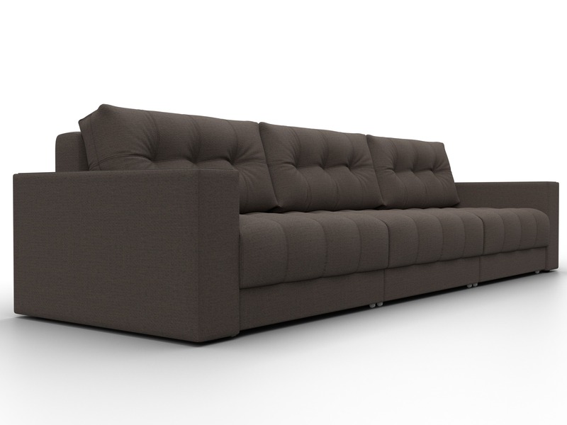 Диван прямой с декором Лига-049 НПБ Лонг, Рогожка, Амур 05 коричневый