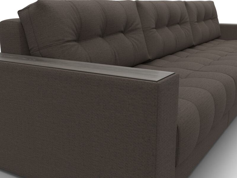 Диван прямой с декором Лига-049 НПБ Лонг, Рогожка, Амур 05 коричневый