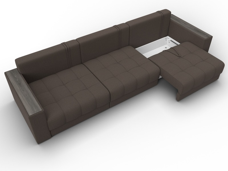 Диван прямой с декором Лига-049 НПБ Лонг, Рогожка, Амур 05 коричневый