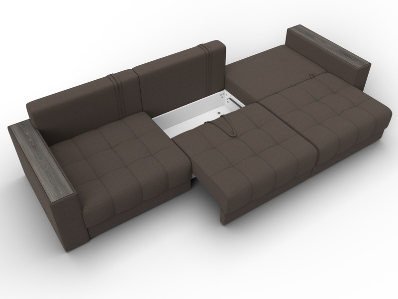 Диван прямой с декором Лига-049 НПБ Лонг, Рогожка, Амур 05 коричневый