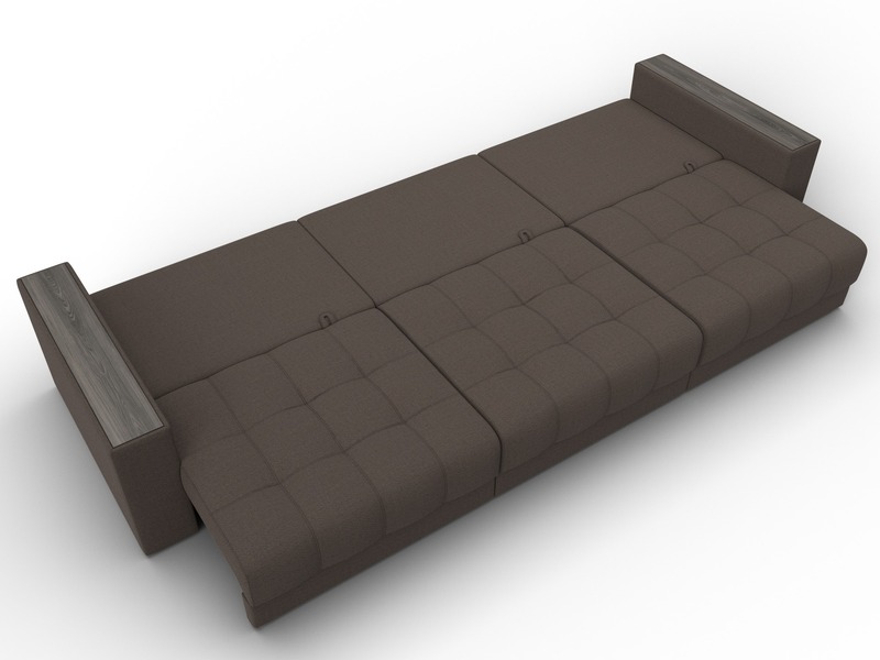 Диван прямой с декором Лига-049 НПБ Лонг, Рогожка, Амур 05 коричневый