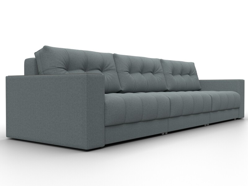 Диван прямой с декором Лига-049 НПБ Лонг, Рогожка, Амур 07 серый