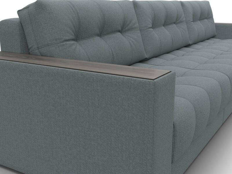 Диван прямой с декором Лига-049 НПБ Лонг, Рогожка, Амур 07 серый