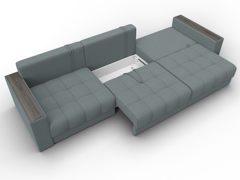 Диван прямой с декором Лига-049 НПБ Лонг, Рогожка, Амур 07 серый