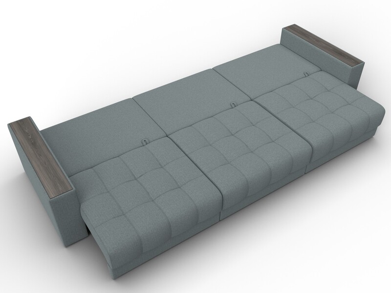 Диван прямой с декором Лига-049 НПБ Лонг, Рогожка, Амур 07 серый