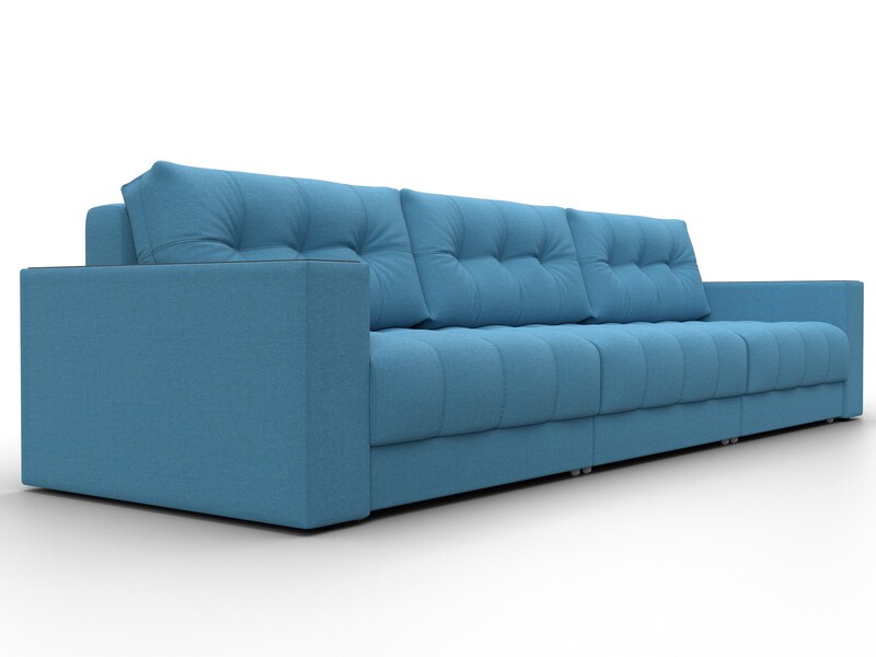 Диван прямой с декором Лига-049 НПБ Лонг, Рогожка, Амур 10 голубой