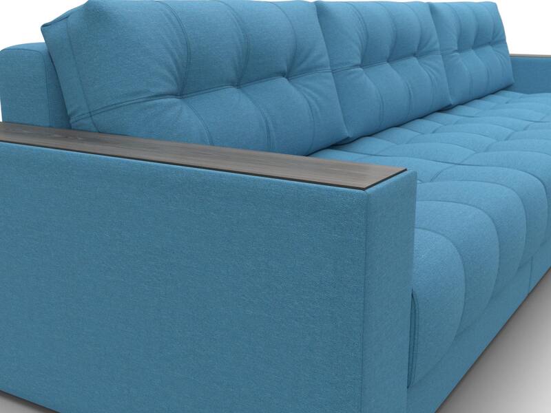 Диван прямой с декором Лига-049 НПБ Лонг, Рогожка, Амур 10 голубой