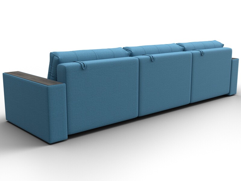 Диван прямой с декором Лига-049 НПБ Лонг, Рогожка, Амур 10 голубой