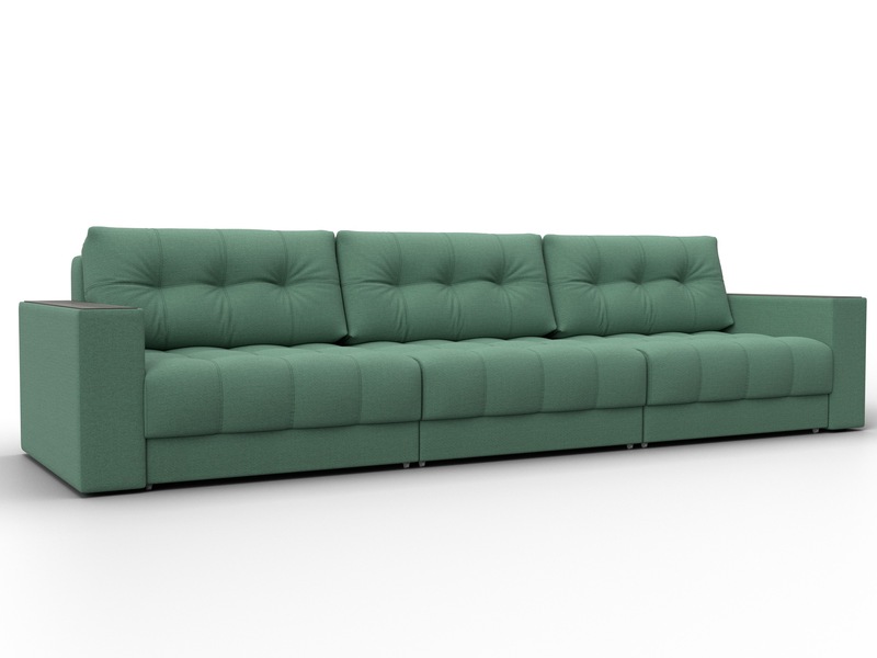 Диван прямой с декором Лига-049 НПБ Лонг, Рогожка, Амур 11 зеленый