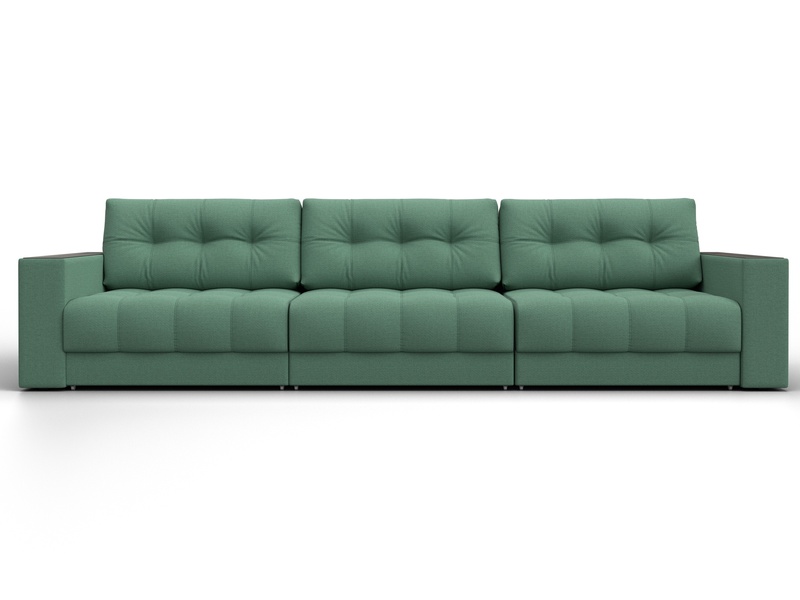 Диван прямой с декором Лига-049 НПБ Лонг, Рогожка, Амур 11 зеленый