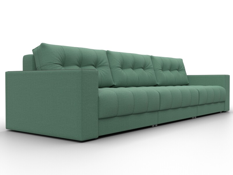 Диван прямой с декором Лига-049 НПБ Лонг, Рогожка, Амур 11 зеленый