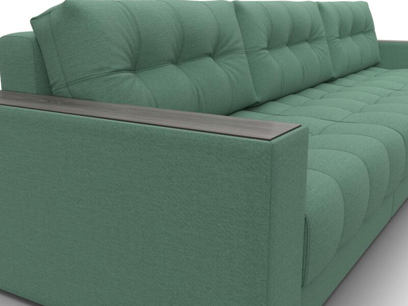 Диван прямой с декором Лига-049 НПБ Лонг, Рогожка, Амур 11 зеленый