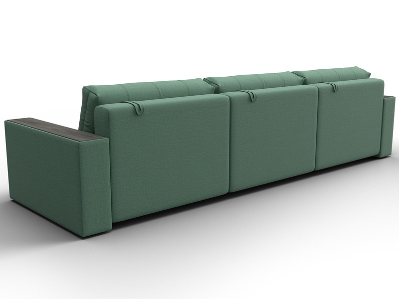 Диван прямой с декором Лига-049 НПБ Лонг, Рогожка, Амур 11 зеленый