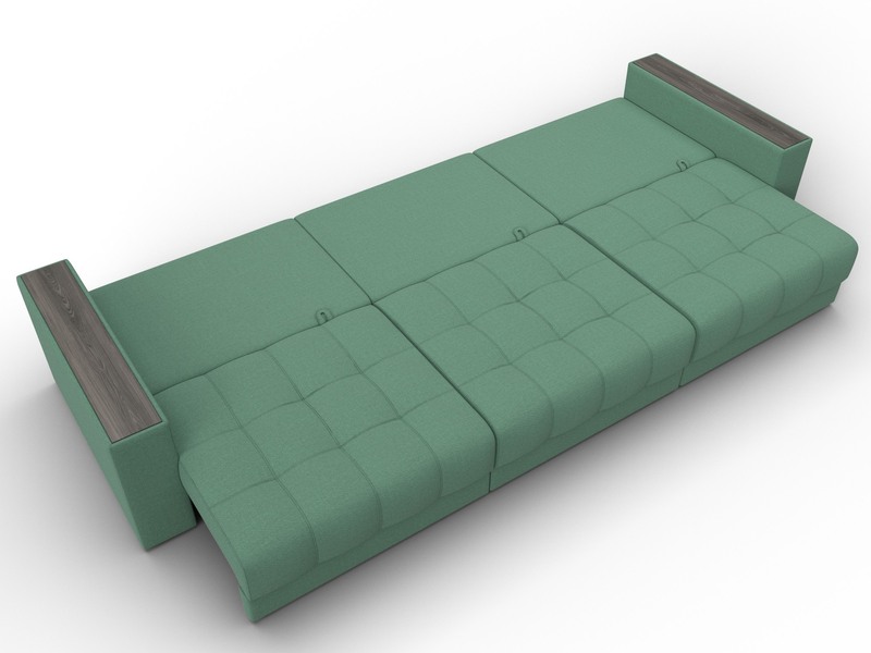 Диван прямой с декором Лига-049 НПБ Лонг, Рогожка, Амур 11 зеленый