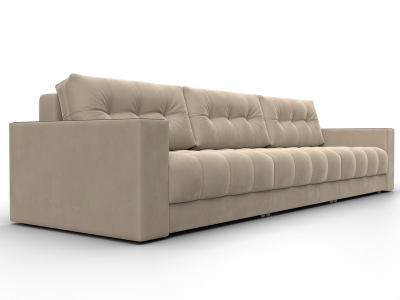 Диван прямой с декором Лига-049 НПБ Лонг, Велюр, SEVEN 729 бежевый