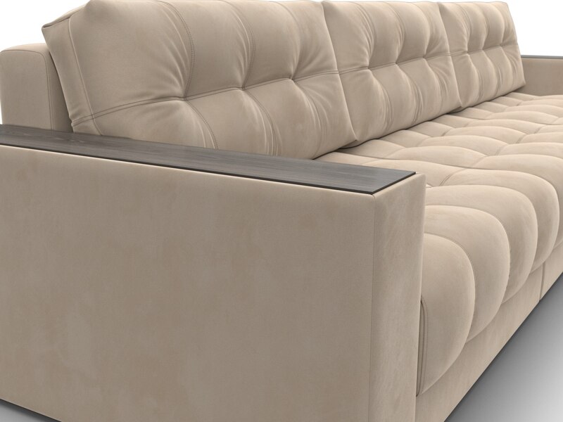 Диван прямой с декором Лига-049 НПБ Лонг, Велюр, SEVEN 729 бежевый