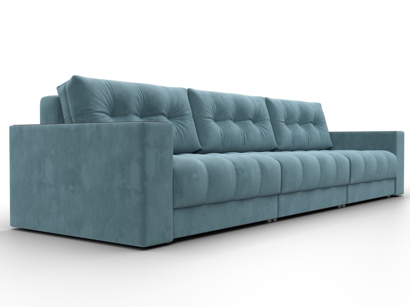 Диван прямой с декором Лига-049 НПБ Лонг, Велюр, SEVEN 113 бирюзовый