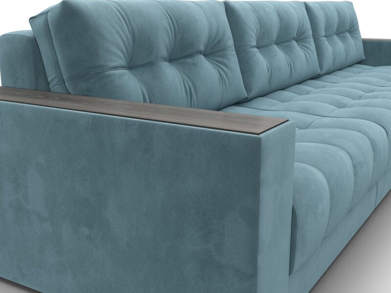 Диван прямой с декором Лига-049 НПБ Лонг, Велюр, SEVEN 113 бирюзовый