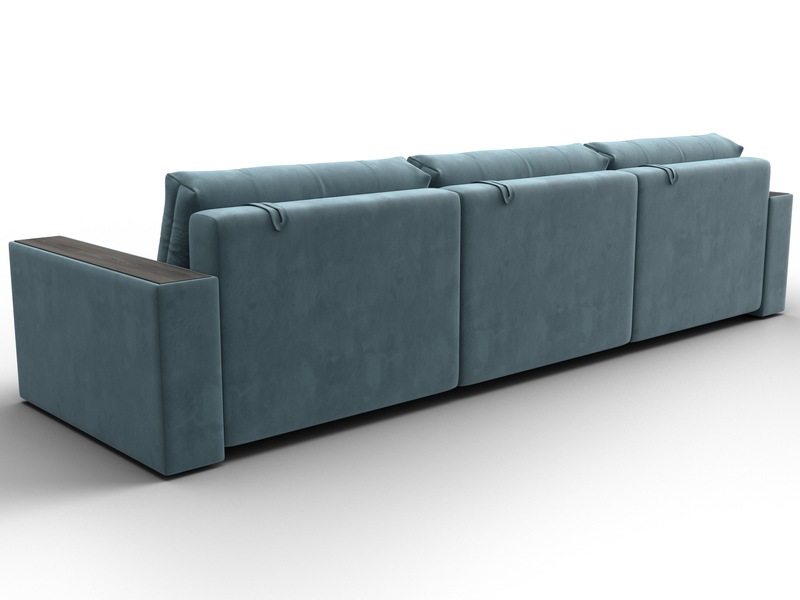 Диван прямой с декором Лига-049 НПБ Лонг, Велюр, SEVEN 113 бирюзовый