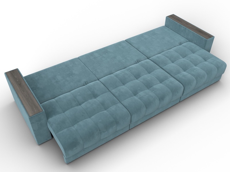 Диван прямой с декором Лига-049 НПБ Лонг, Велюр, SEVEN 113 бирюзовый