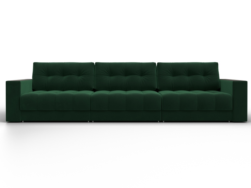Диван прямой с декором Лига-049 НПБ Лонг, Велюр, SEVEN 626 зеленый