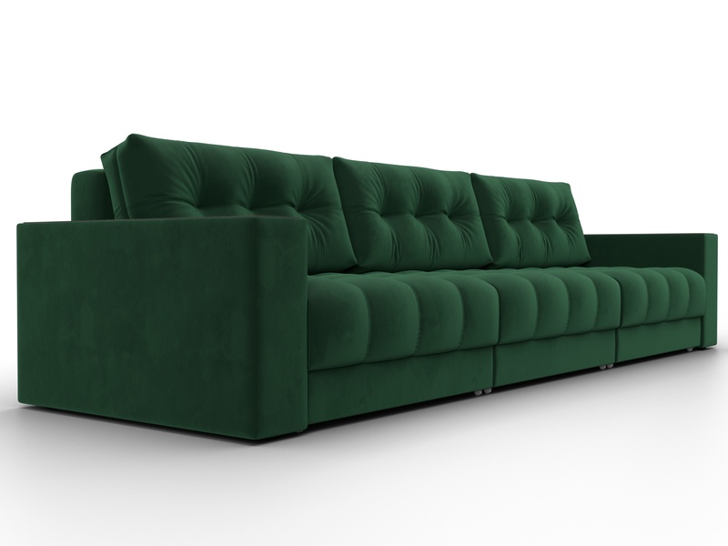 Диван прямой с декором Лига-049 НПБ Лонг, Велюр, SEVEN 626 зеленый