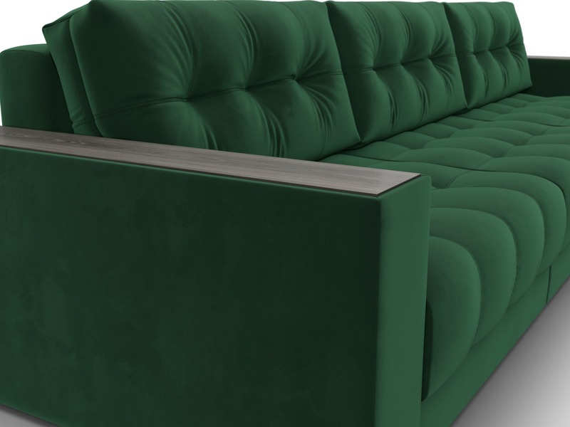 Диван прямой с декором Лига-049 НПБ Лонг, Велюр, SEVEN 626 зеленый