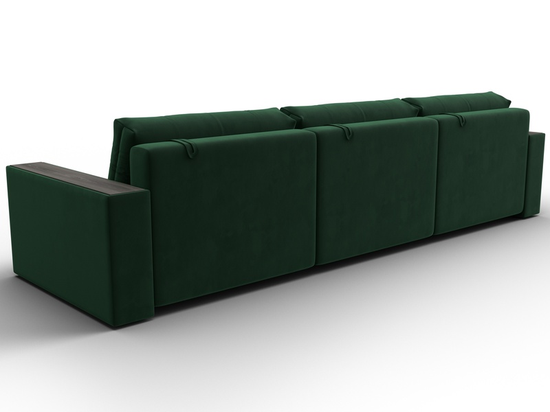 Диван прямой с декором Лига-049 НПБ Лонг, Велюр, SEVEN 626 зеленый