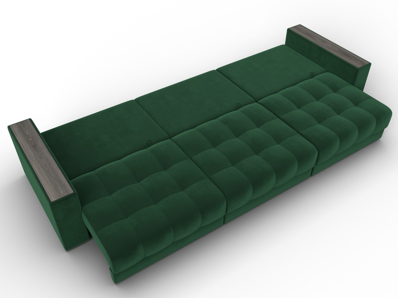 Диван прямой с декором Лига-049 НПБ Лонг, Велюр, SEVEN 626 зеленый