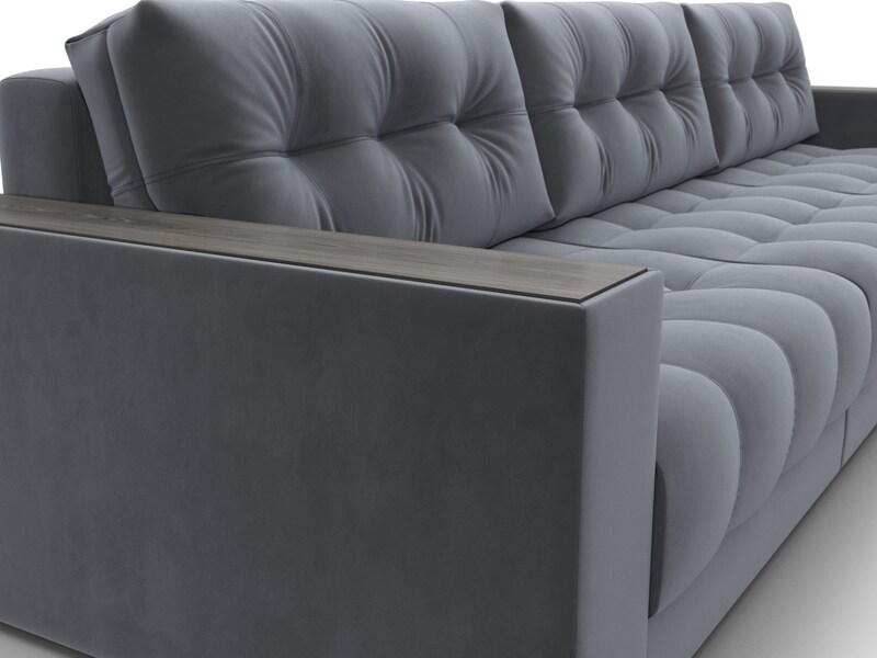 Диван прямой с декором Лига-049 НПБ Лонг, Велюр, SEVEN 17 серый