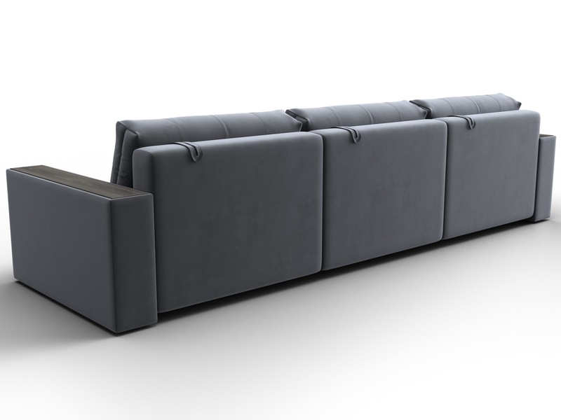Диван прямой с декором Лига-049 НПБ Лонг, Велюр, SEVEN 17 серый