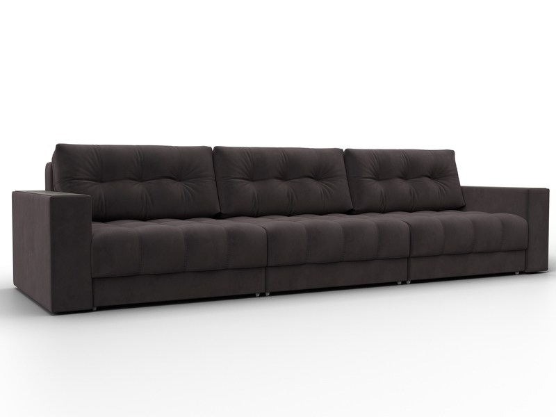 Диван прямой с декором Лига-049 НПБ Лонг, Велюр, SEVEN 727 коричневый