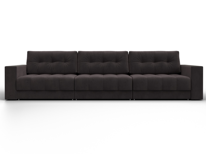 Диван прямой с декором Лига-049 НПБ Лонг, Велюр, SEVEN 727 коричневый