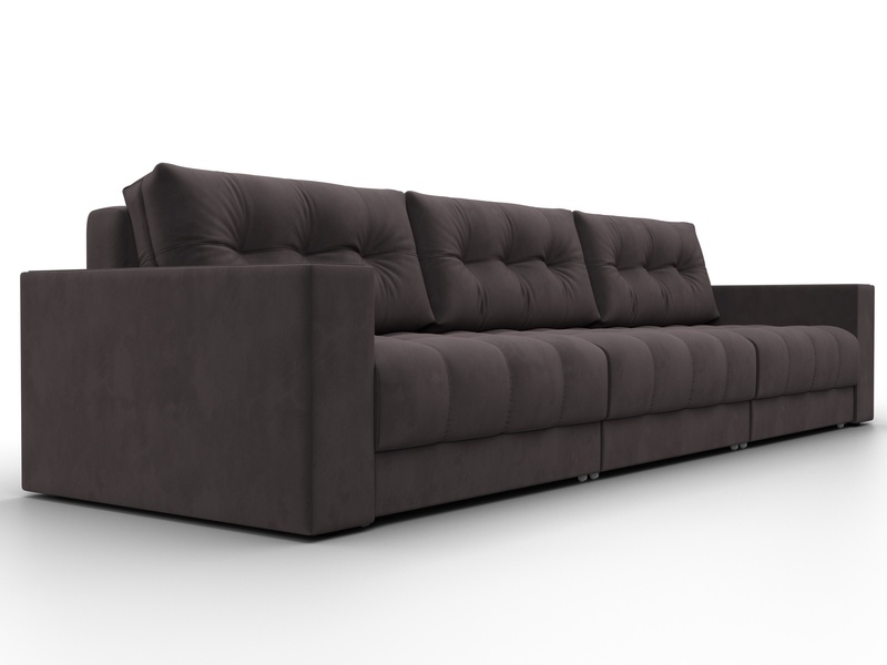 Диван прямой с декором Лига-049 НПБ Лонг, Велюр, SEVEN 727 коричневый