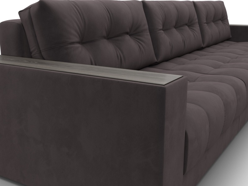 Диван прямой с декором Лига-049 НПБ Лонг, Велюр, SEVEN 727 коричневый