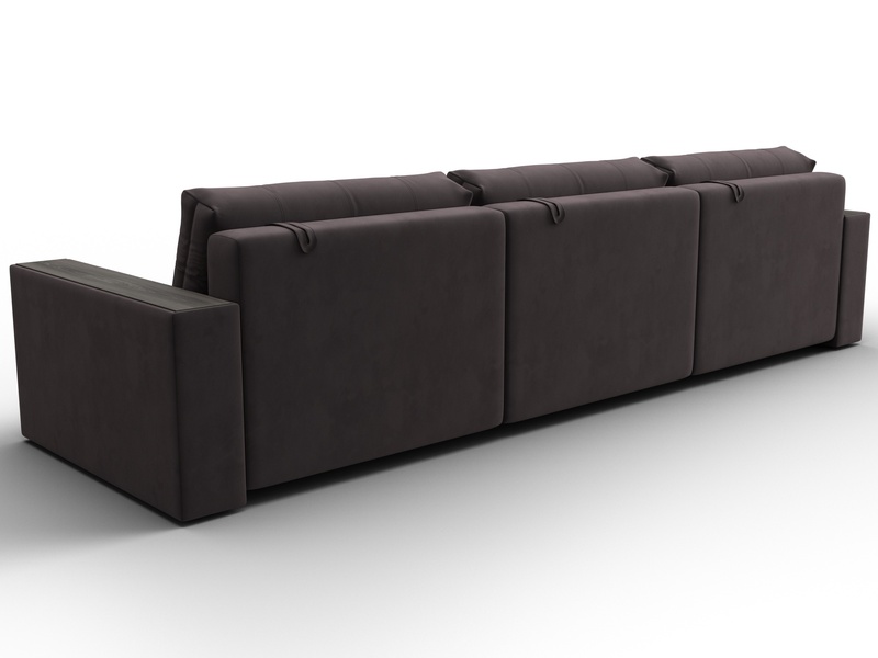 Диван прямой с декором Лига-049 НПБ Лонг, Велюр, SEVEN 727 коричневый