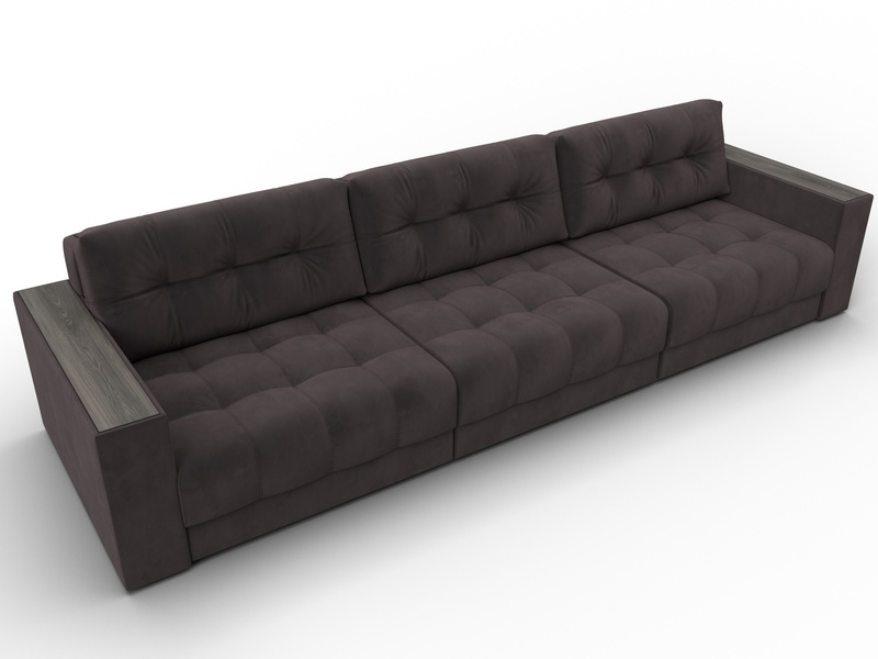 Диван прямой с декором Лига-049 НПБ Лонг, Велюр, SEVEN 727 коричневый