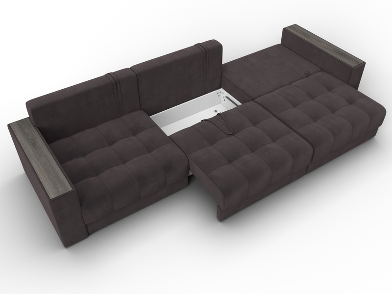 Диван прямой с декором Лига-049 НПБ Лонг, Велюр, SEVEN 727 коричневый