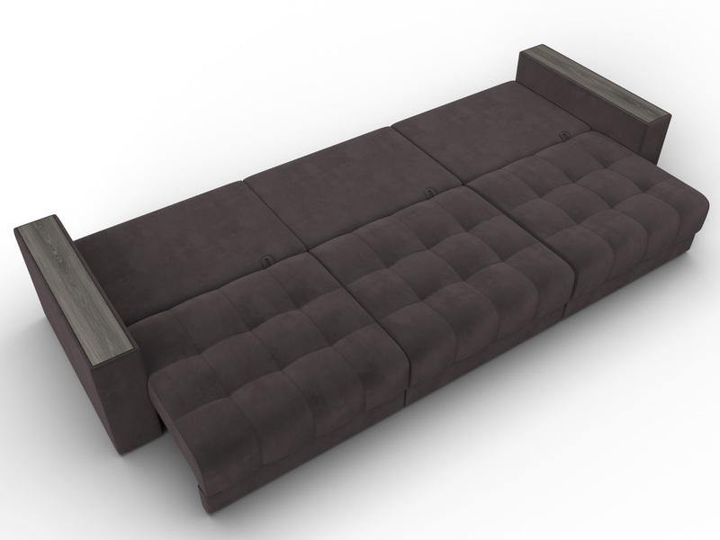 Диван прямой с декором Лига-049 НПБ Лонг, Велюр, SEVEN 727 коричневый